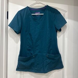 Teal V-Neck Women Scrub Top